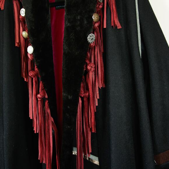 Vintage SFR Santa Fe Recreations Denver wool and silk Fringe Sherpa Coat size M - Picture 7 of 9